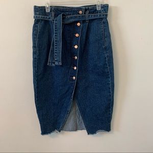 Zara High Waist Blue Denim Skirt Size L